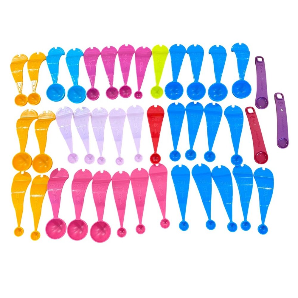 Tupperware Measuring Spoon Lot 41 Various Colors Curved Raindrop 6142 6144 6145 - Picture 1 of 7